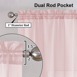 Lecloud Blush Pink Sheer Curtains 84 Inches Long 2 Panels Set for Bedroom Living Room, Light Filtering Transparent Voile Window Curtain Panels, Airy Lightweight Curtains & Drapes, Total Wide 84" Inch