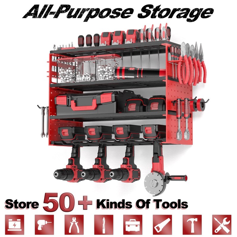 ODSNANIE Power Tool Organizer Wall Mount, 4 Layers Tool Storage