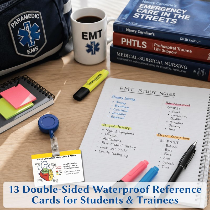 EMT Badge Cards Set of 13 Double-Sided, EMT Accessories Quick