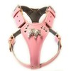 Beautiful Baby Pink Leather Dog Harness with English Bulldog Head