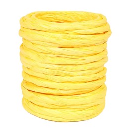 15Yard Raffia Paper Ribbon, 4mm Paper String Colorful Twisted Paper Craft Rope Wrapping Ribbon for DIY Making Flower Basket, Gift Wrapping,Party Decor (Yellow)