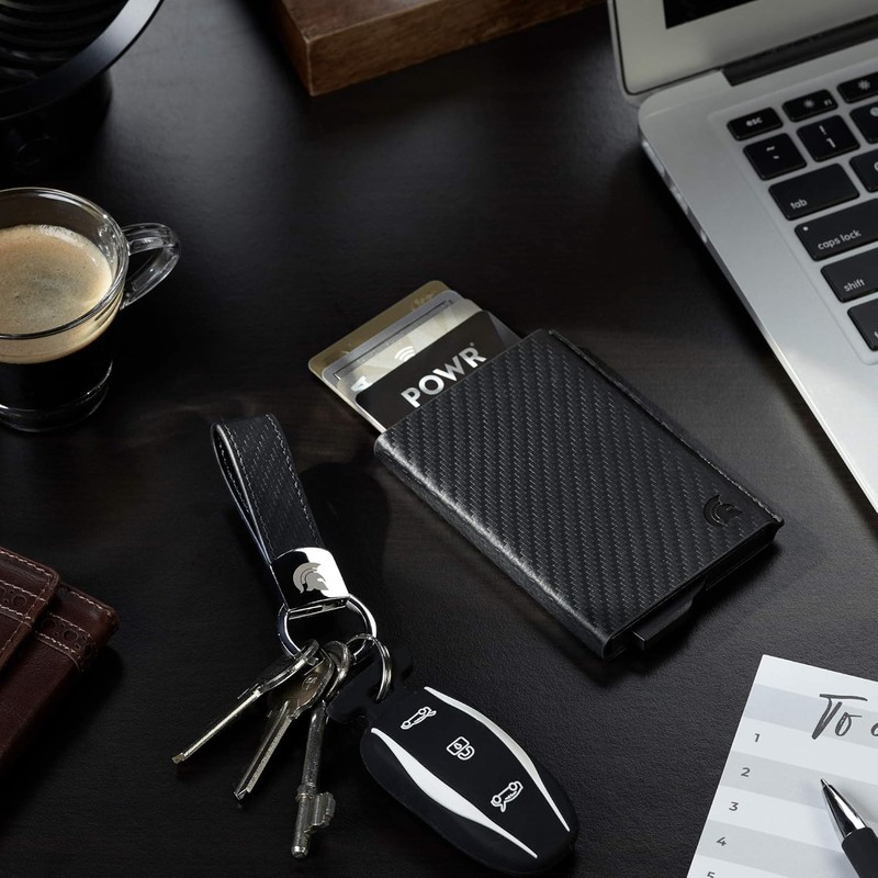 POWR Carbon Fibre Metal Card Holder. RFID Blocking Carbon Fibre