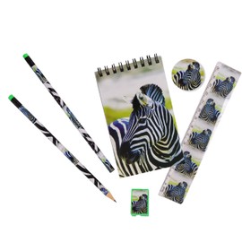Deluxebase Wild Stationery Set - Zebra from These fun school stationary sets for girls and boys include 2 pencils, eraser, sharpener, ruler and notebook