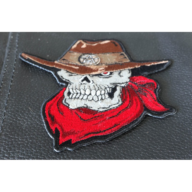 Cowboy Skull Patch, Biker Skull Patches (P3786)