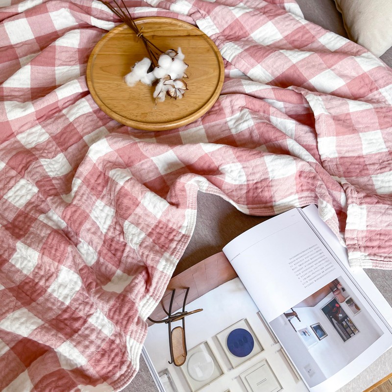 youlanhome Cotton Throw Blanket - 60"x80" Plaid Checkered Pattern, Soft