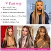Pobokix Highlight Ombre V Part Wigs Human Hair Straight Balayage