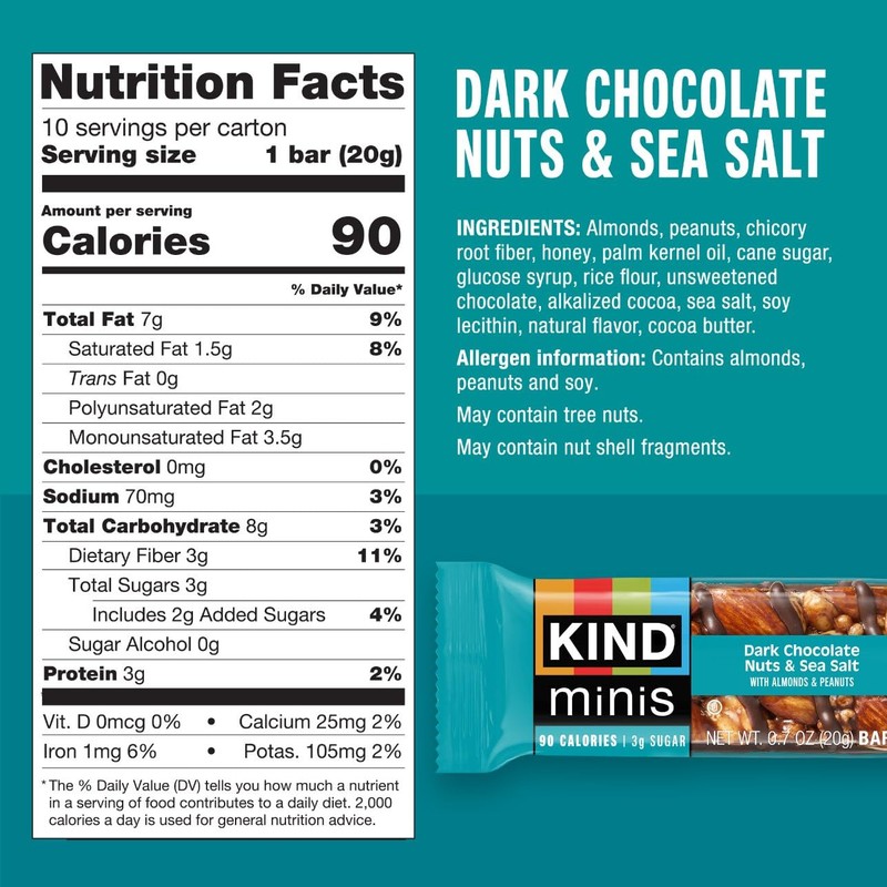 KIND Mini Snack Bars Variety Pack, Gluten Free, Low Sugar,