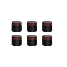 Miayon 6Pcs 0.35 oz Small Travel Lotion Containers with lids Glass Sample Empty Round Cosmetic Jar Bottles for Creams Makeup Lotion Toiletries Storage (Black, 10 gram)