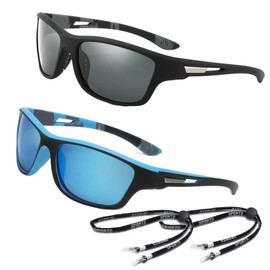 2Pcs Sports Sunglasses,Polarized Sunglasses Mens Wrap Around Designwith UV400 Protection Stay Stylish and Protected for Fishing and Driving
