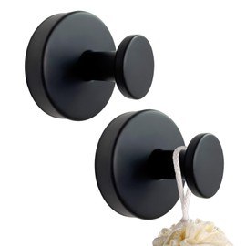Peaceya Set of 2 Suction Cup Hooks Bathroom Black Hooks No Drilling Suction Hooks Extra Strong Towel Holder Suction Cups Wall Hooks Suction Cups Thread Hooks Towel Hooks Bathrobe Hooks Kitchen