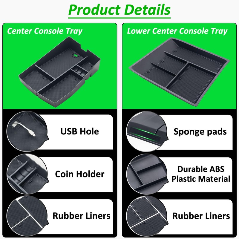 TOPINSTALL 2PCS Console Trays Compatible with 2024-2026 VW Atlas/Atlas Cross
