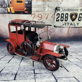TRABEATOGA Car Model Vintage Iron Hand-Painted Miniature Automobile Model Classic Car Replica Collectible Figurine Photo Prop for Home Decor