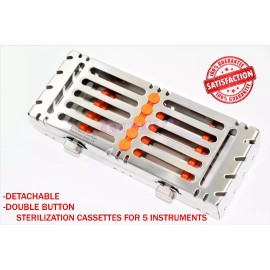 CYNAMED DETACHABLE STERILIZATION CASSETTE WITH DOUBLE BUTTONS 5 SLOT GERMAN GRADE - Orange