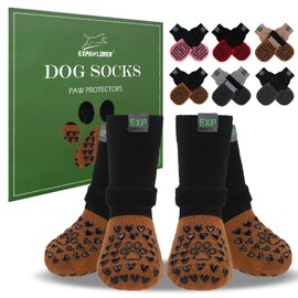 EXPAWLORER Anti Slip Dog Socks to Prevent Licking Paws - Dog Boots & Paw Protectors for Winter, Dog Booties for Hardwood Floors, Dog Shoes for Cold/Hot Pavement, Small Medium Large Senior Dogs