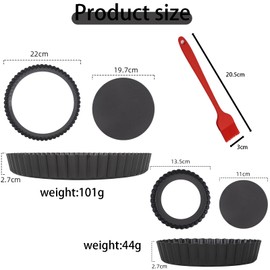 FDRJKN 2 Pack Quiche Dishes for The Oven Non-Stick,Tart tins for Baking, Round Tart Pan 22cm,13.5cm Quiche Tins with Loose Base, Round Flan Dish with Removable Loose Bottom Tart Tin for Baking