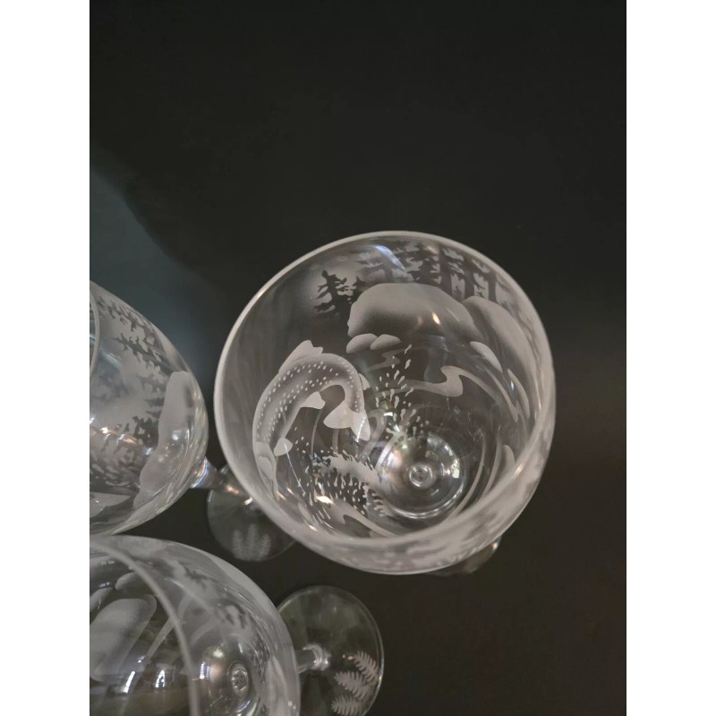 IncisoArt Hand Etched Italian Crystal Goblet Sandblast White Wine Glass