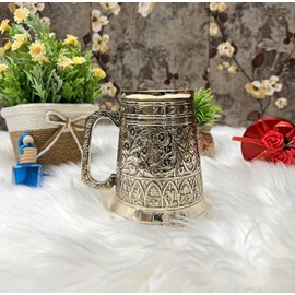 Morcomart Embossed Brass Beer Mug Vinatge Ale Viking Drinking Beer Mug Large Beer Men Tankard. Handcrafted Antique Beer Mug for Gift