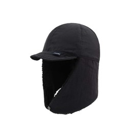 YAMEE Trapper Winter Hat for Men Cotton Warm Winter Hats Women with Ear Flaps with Plush Lined, Hat for Men Cold Protection, Unisex Aviator Hat Windproof Ski Hat, black