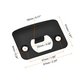 uxcell D-Type Door Strike Plate, 6Pcs 57mm x 45mm Rounded Corners 201 Stainless Steel Latch Deadbolt Strike Plate for Door Frame Door Jamb, Black