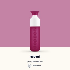 Dopper Original Trinkflasche Funky Fuchsia 450ml - BPA-freie Flasche, Auslaufsicher, Wiederverwendbar, Schmal, Leicht - Wasserflasche für Sport, Fitness, Schule, Outdoor & Büro