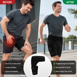 Adjustable Hip and Groin Support Wrap for Activity – Neoprene Compression Brace for Thigh, Hamstring, Sports Training & Daily Movement Support