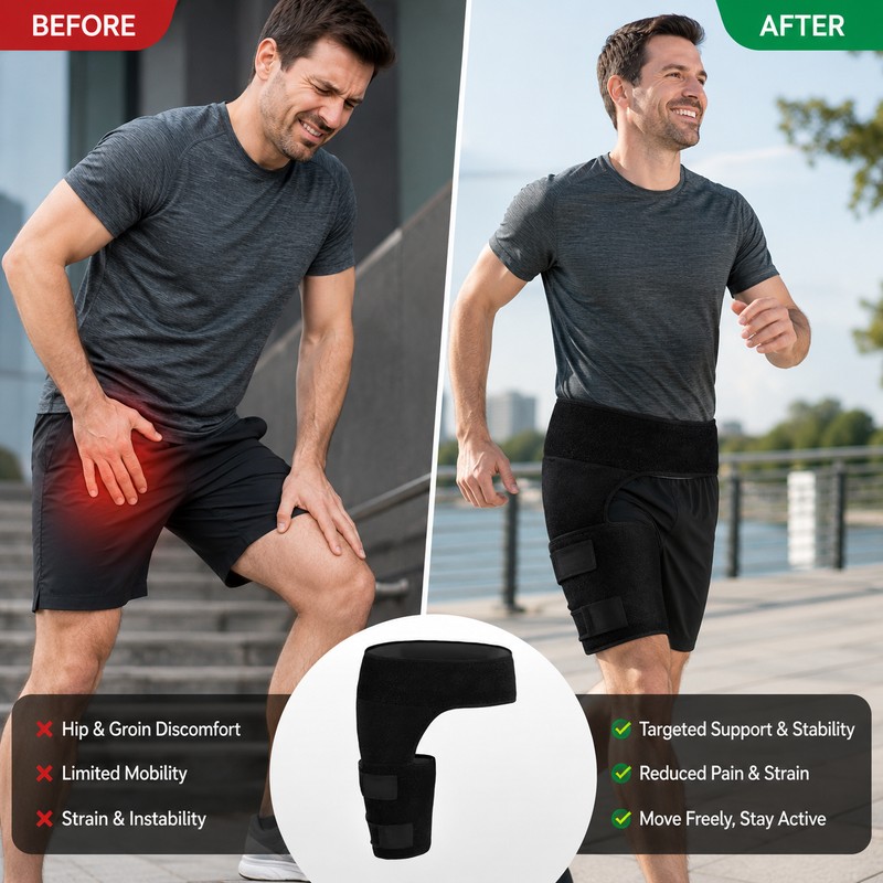 Adjustable Hip and Groin Support Wrap for Activity – Neoprene