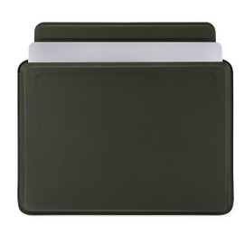 PIPETTO Premium Ultra Slim Sleeve for MacBook Air 13-inch, 13.6-inch and MacBook Pro 14-inch - Soft, Padded Vegan Leather, Magnetic, Ultra Slim Design - Dark Green
