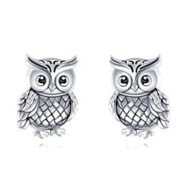VENACOLY Owl Earrings 925 Sterling Silver Owl Animal Stud Earrings Jewellery Gifts for Women Owl Lovers