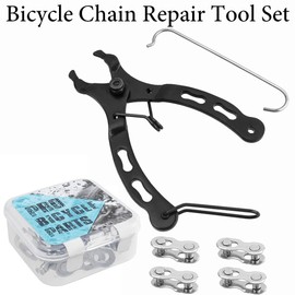 Yakamoz Bicycle Chain Repair Tool Set, 10Pairs Quick Reusable Bike Chain Master Link 10 Speed Chain Joint Connector with Bike Chain Plier for Speed Chains Repair Tool Kit