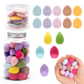 Coitak 50 PCS Mini Beauty Blender Set, 40 PCS Beauty Blender Sponge Professional Makeup Sponges+10 PCS Finger Powder Puff, Super Soft Facial Makeup Tools for Foundation Powder, Random Color