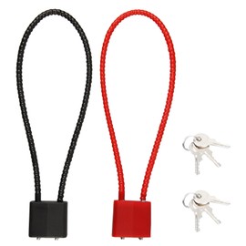 Lotnery Pack of 2 Heavy Duty Wire Padlocks with Keys, Black & Red Flexible Cable Padlocks, Long Shackle 17cm for Secure Locking on Bicycles, Motorcycles, Suitcases, Gates, Gym Lockers, Indoor & Outdoo