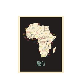 Africa Wall Map Poster (11" x 14") Black and off white - Detailed Map of Africa with all African Countries - Modern Africa Travel Map Wall Decor for Home, Bedroom, Classroom or Office