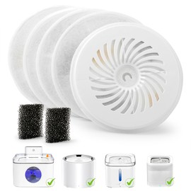 Petace Cat Water Fountain Filters, Replacement Filters and Sponges for Wireless Pet Water Fountain, Cat Drinking Fountain Activated Carbon Filters 5 Packs