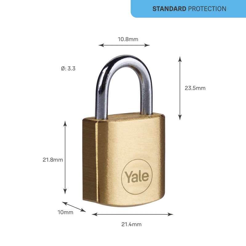 Yale - Y110B/20/111/4 Standard Security 20mm Brass Padlock, Pack of
