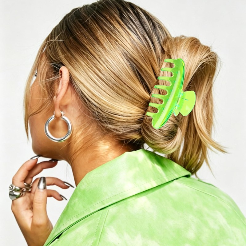 4PCS Neon Hair Clips for Women Large 80s 90s Retro