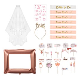 TOPBELIEF Hen Party Accessories Team Bride Sash Hen Do Accessories 1 Bride to be Sash 6 Team Bride Sashes Headband Veil Frame Photo Props for Bridal Shower Bachelorette Party Hen Night Party Wedding