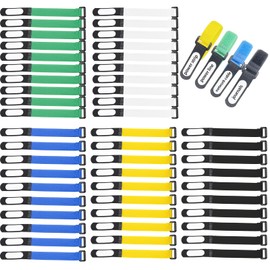 Bofanze Pack of 50 Velcro Cable Ties Velcro Adjustable Velcro Cable Ties Reusable Velcro Cable Ties with Cable Labelling for Cable Management Home Office Desk and Charging Cable