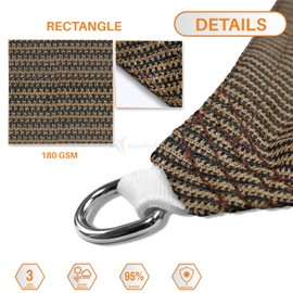 TANG 8' x 12' Sun Shade Sail Rectangle Permeable Canopy Brown Customize Size Available Commercial Standard 180 GSM HDPE