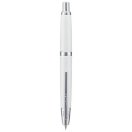 Jinhao 10 Press Fountain Pen with Box, Pearl White Retractable Extra Fine Nib with Ink Converter Set (Silver Clip)
