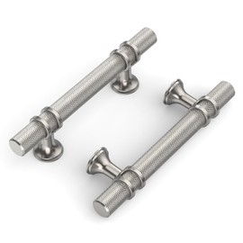 Coinkoly 10 Pack 3''(76mm) Brushed Nickel Knurled Cabinet Handles Kitchen Satin Nickel Cabinet Pulls Drawer Dresser Hardware for Cupboard Bathroom