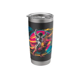 Astronaut Riding Dinosaur Colorful Planets Space Exploration Stainless Steel Insulated Tumbler
