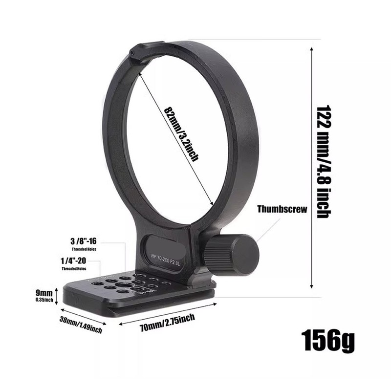 Tripod Mount Ring Aluminum Alloy Lightweight Lens Collar with 1/4inch