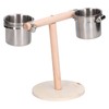 Bird Perch Stand Wooden Parrots Stand with Stainless Steel Feeding