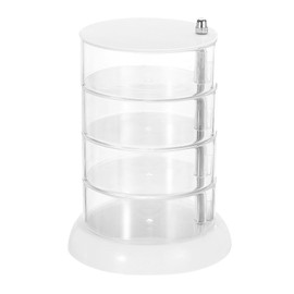 sourcing map Rotating Hair Accessories Organizer, 4-Layers Plastic Jewelry Holder, Rotating Makeup Organizer for Headband, Bows, Hair Tie, Scrunchie, Clear