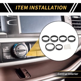 REPAIROCK 1 Set Air Conditioner Audio Trailer 4x4 Control Switch Knob Cover Ring for Ford F-150 XLT 16-19 Air Conditioning Button Cover Trim Decoration Black