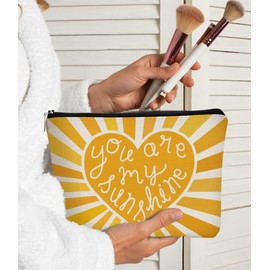 BARPERY Preppy Makeup Bags for Women,Trendy Retro Daisy Sunshine Makeup Bag Cute Floral Here Comes Summer Boho Inspirational Cosmetic Bag Gift for Teen Girls,Birthday Gifts for Women