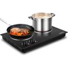 CUSIMAX Double Burner, 1800W Electric Hot Plate, Ceramic Infrared Cooktop