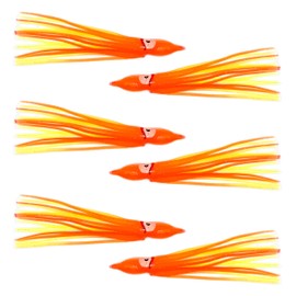Orange Yellow Hoochie Skirts 4.75" – Squid Skirts & Trolling Lures for Saltwater & Freshwater Fishing – Soft Plastic Fishing Tackle - 40 Pieces
