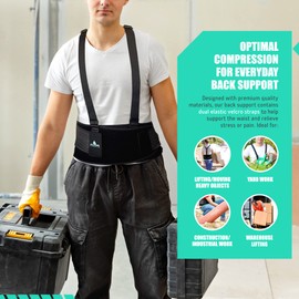 AllyFlex Sports - Back Support Belts with Y-Suspenders and 3D Lumbar Pads, Back Brace for Lower Back Pain, Compression Lumbar Support with Breathable Lining, Medium