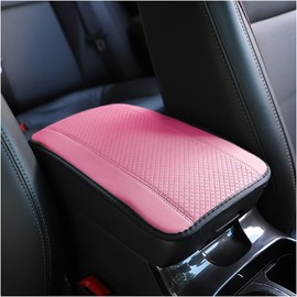 CGEAMDY Leather Armrest Cushion for Cars, Centre Console Cover for Armrest, Comfortable Accessory for Car Seats for Most Cars, Motorcycles and SUVs (Pink)